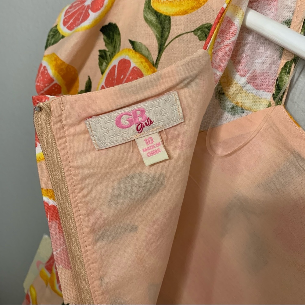 GB Girls Grapefruit Citrus Print Dress Sz 10 - Picture 7 of 8